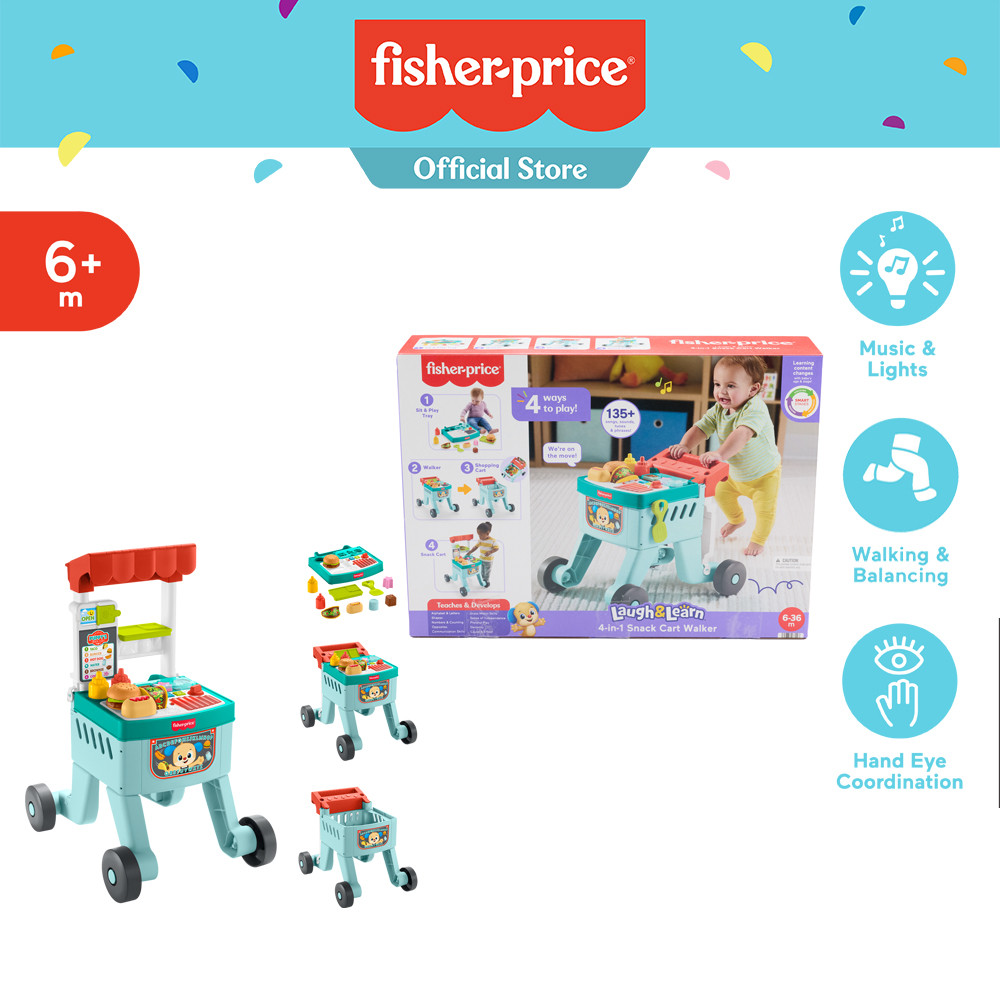 Fisher-Price Laugh & Learn 4-in-1 Snack Cart Walker ฟิชเชอร์ไพรซ์ รถหัดเดิน เสริมพัฒนาการ JDL64