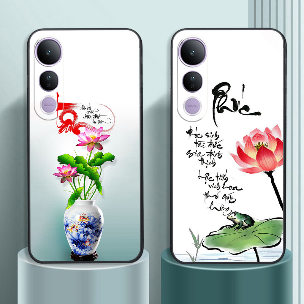 เคส Vivo V50 / V50 Lite พร้อมการประดิษฐ์ตัวอักษรฮวงจุ้ยและโชคลาภราคาถูก/PK 98