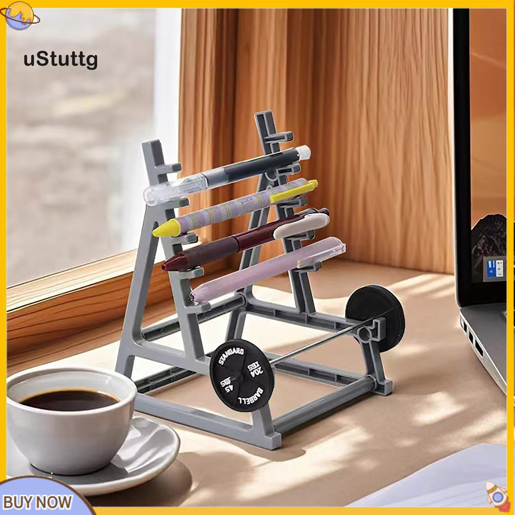 [wwmuich]Barbell Rack ที่ใส่ปากกา Small Squat Rack ปากกา Organizer พร้อม Barbell Mini Squat Rack โต๊