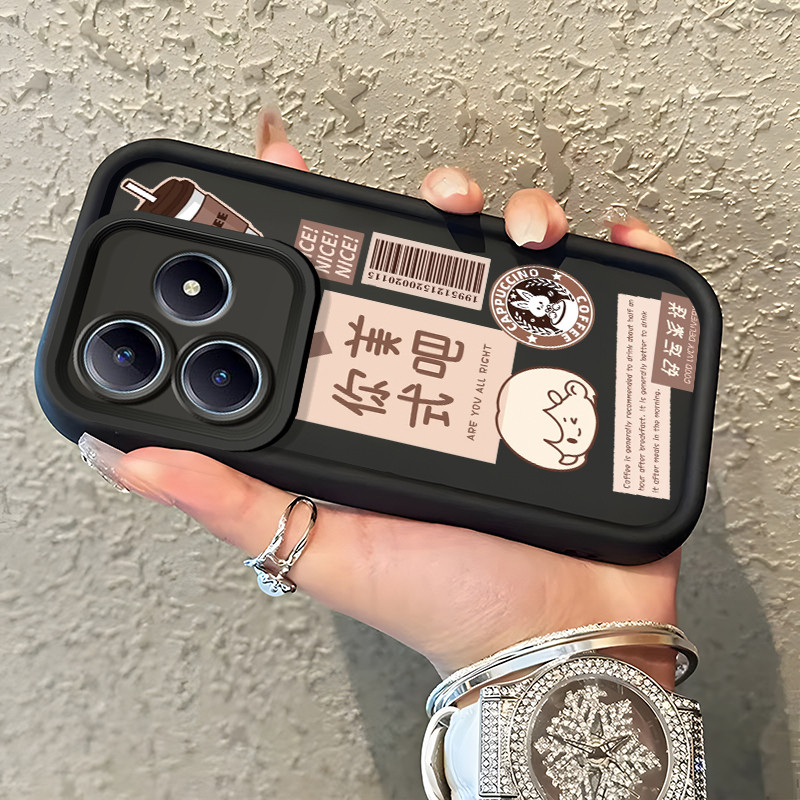 ปลอก Hp Untuk Realme C63 C61 Narzo N63 Narzo N61 Note 60 Note 60X Case Casing HP coffee pattern Kesi