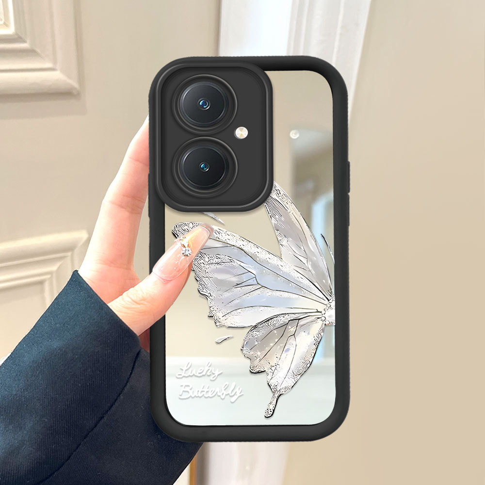 HP เคสโทรศัพท์สําหรับ VIVO Y27 4G กระจกนุ่มน่ารัก Softcase การ์ตูนเต็มผีเสื้อปลอก 1260 JZ