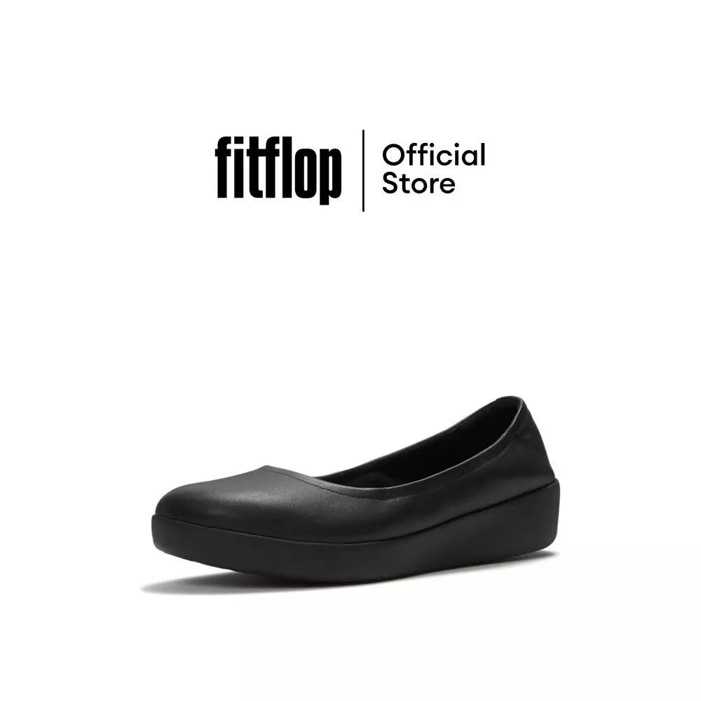FITFLOP EVERYDAY FLOW FLOWFORM LEATHER BALLERINA รองเท้าทรงบัลเล่ต์ผู้หญิง รุ่น A7G-090 สี BLACK