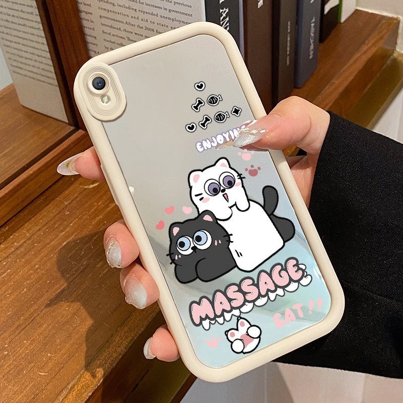 HP OPPO A37 A37F เคสโทรศัพท์น่ารักสีดําและสีขาวแมวกรณีซิลิโคนรูปแบบป้องกัน Cesing Jingmian Mobile Ke