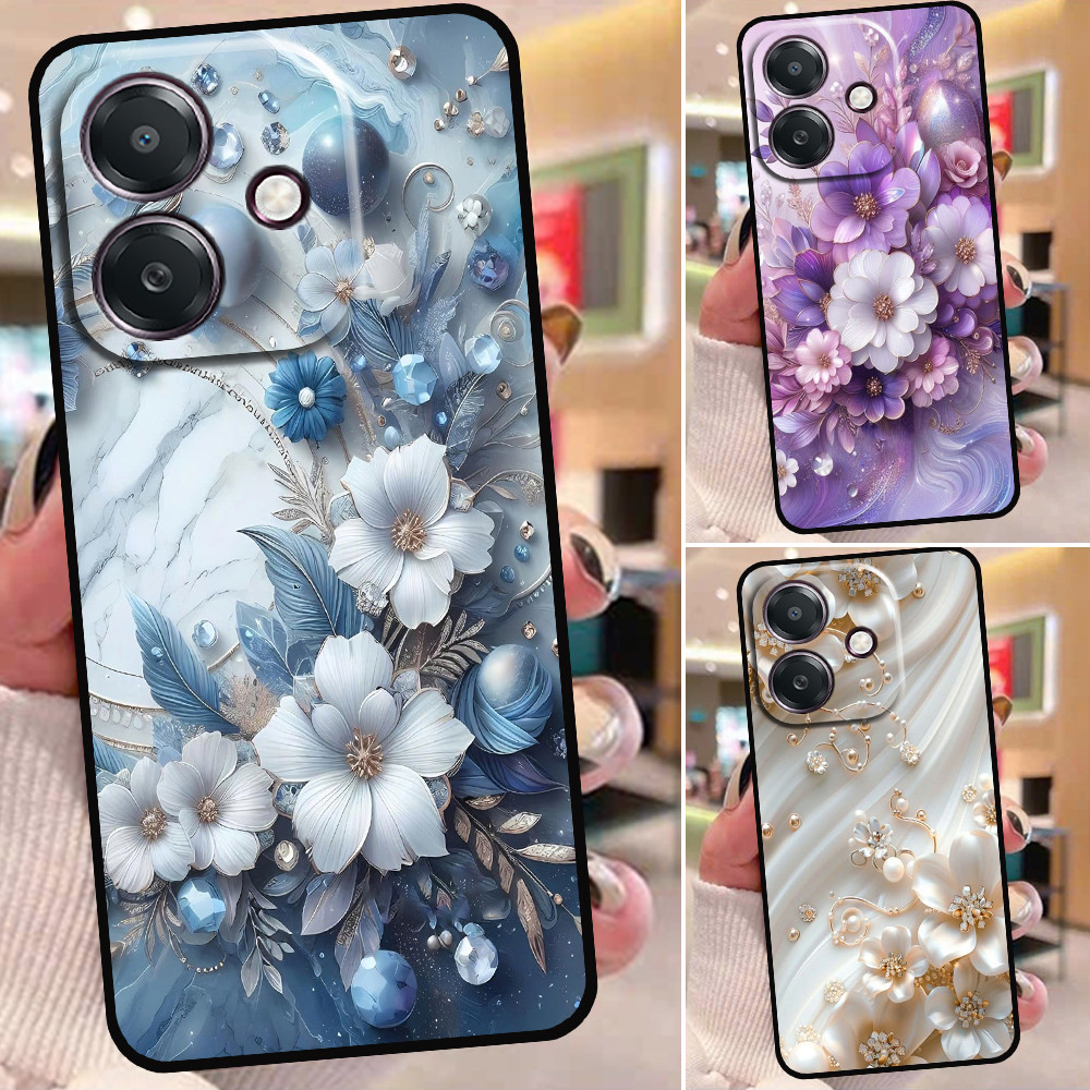 เคส Oppo A3 / A3x / A5 Pro พิมพ์ลายดอกไม้สุดหรู
