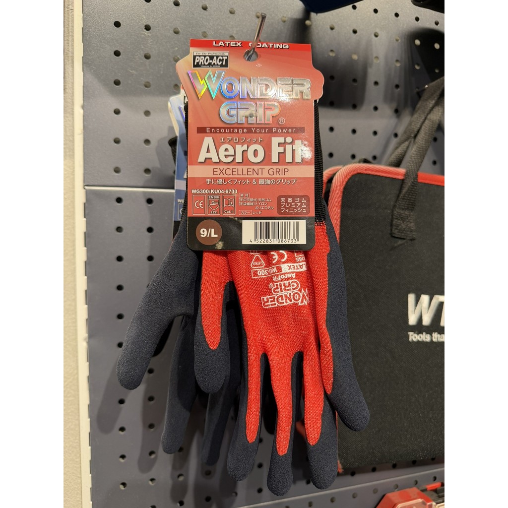 ถุงมือเคลือบยาง WONDER GRIP รุ่น Aero Fit WG300  มี S M L สำหรับงานช่าง มาตรฐาน EN388