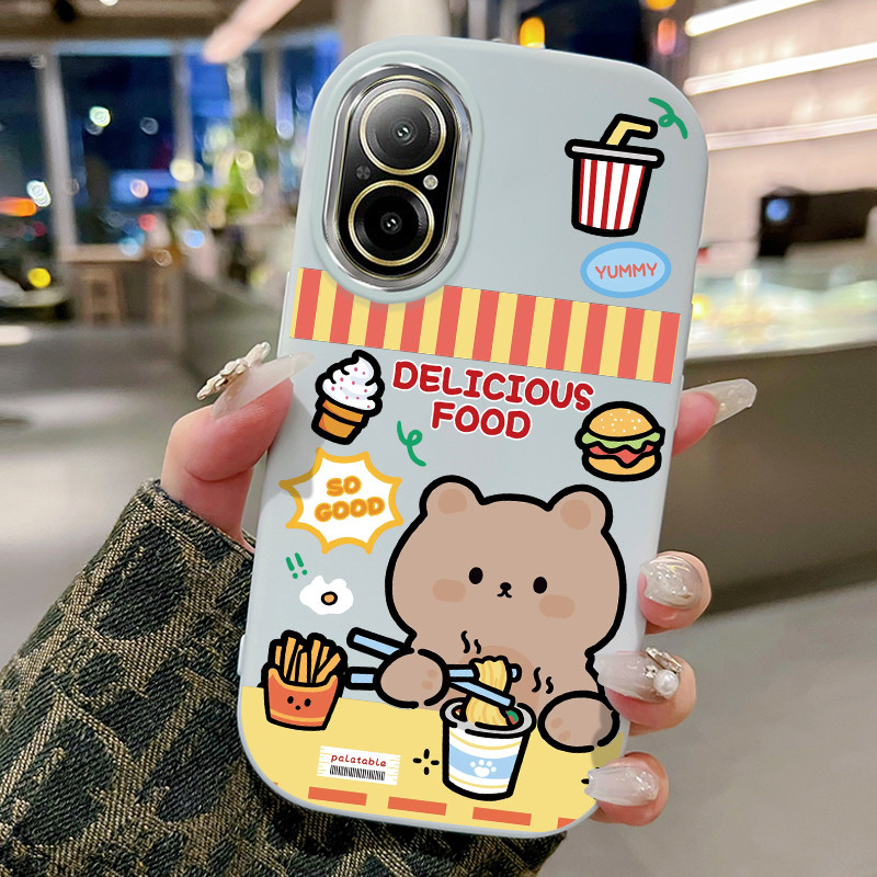 HP เคสโทรศัพท์สําหรับ Realme C67 12 Lite กรณีบะหมี่กึ่งสําเร็จรูป Motif หมีขนาดเล็กขนมขบเคี้ยวใหม่เค