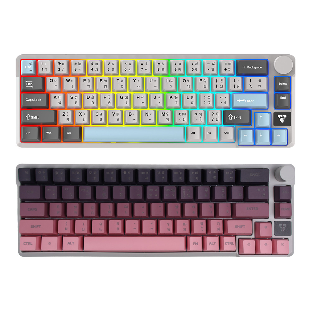 WIRELESS KEYBOARD (คีย์บอร์ดไร้สาย) FANTECH ATOM PRO66 MK919 RED SWITCH RGB EN/TH - GRAY + ACK04 PIN