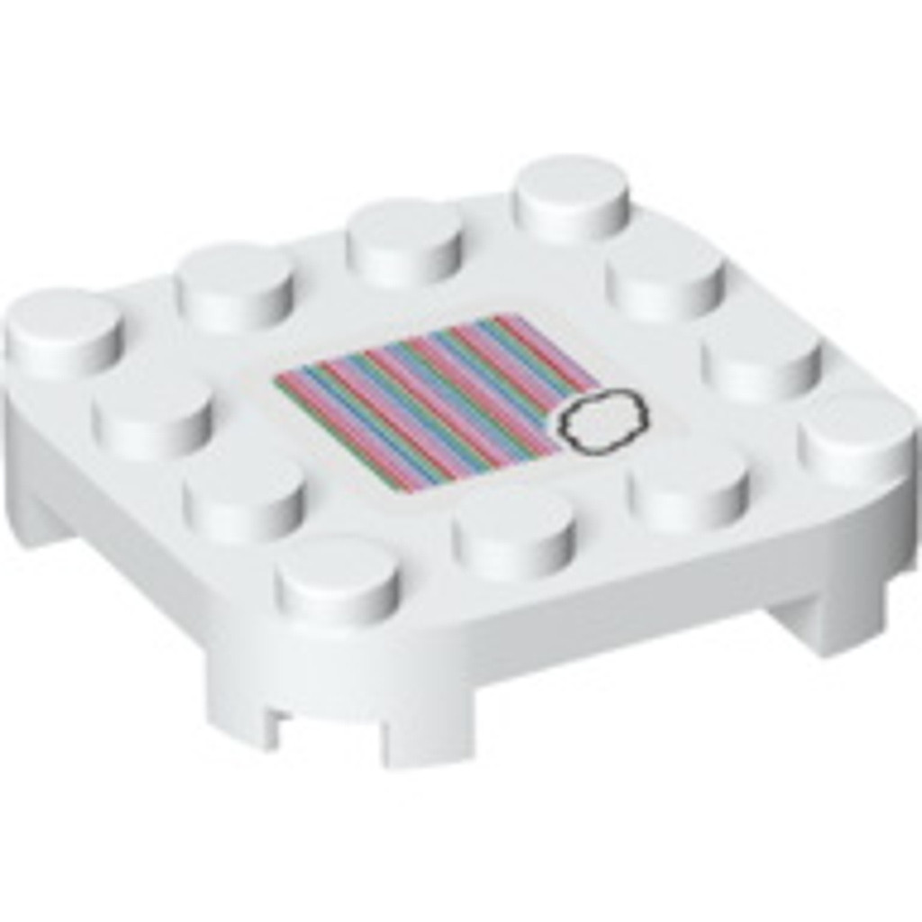 Brick2cube Part - Plate, Modified 4 x 4 with Rounded Corners and 4 Feet with Super Mario Scanner Cod