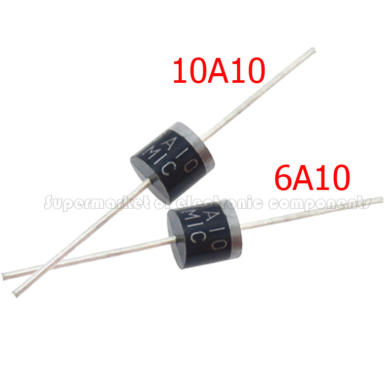 20PCS 10A10 10.0 AMP SILICON RECTIFIERS รีเซ็ต DIODE 10A 1000V R-6 6A10 6A ใหม่