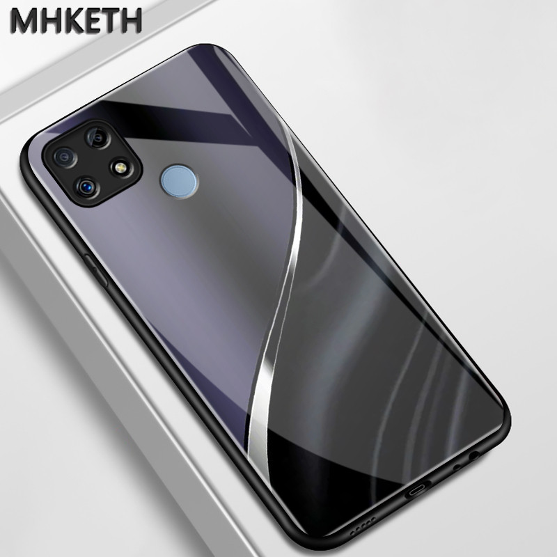 เคสสำหรับ Realme C12 C25 C25s Narzo 20 30A 50A เคสโทรศัพท์ปิดหลังกระจกระดับไฮเอนด์ที่ได้รับการออกแบบขั้นต่ำ