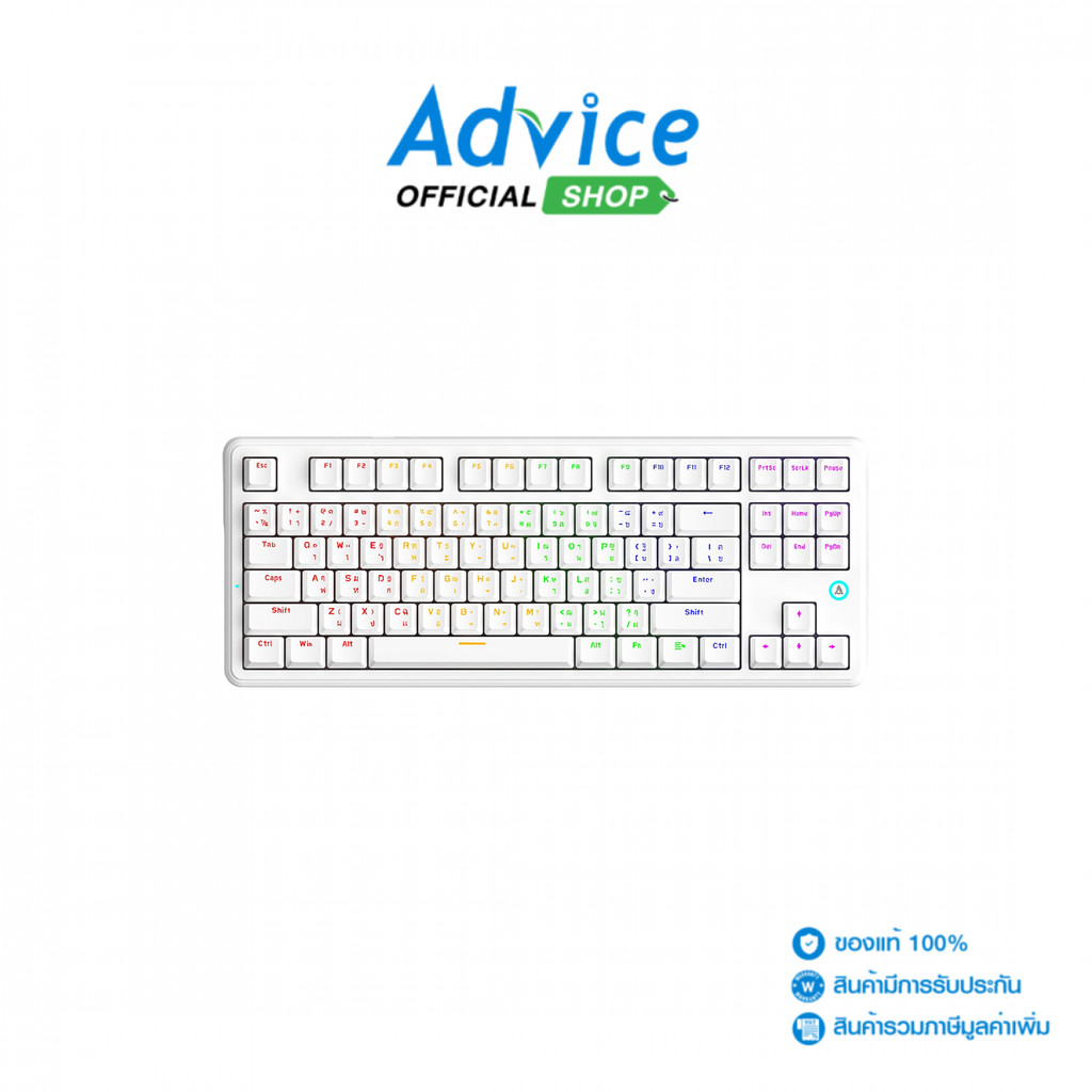 AJAZZ KEYBOARD (คีย์บอร์ด) AK870V2 WHITE (RED SWITCH) - A0172748