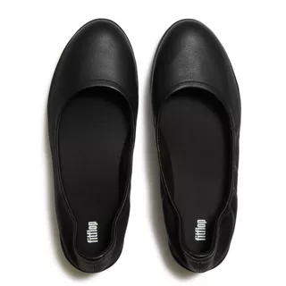FITFLOP EVERYDAY FLOW FLOWFORM LEATHER BALLERINA รองเท้าทรงบัลเล่ต์ผู้หญิง รุ่น A7G-090 สี BLACK