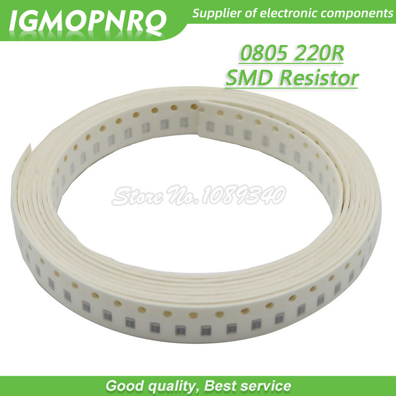 300 ชิ้น 08805 ตัวต้านทาน SMD 220 โอห์มตัวต้านทานชิป 1/8 วัตต์ 220R โอห์ม 08805 220R