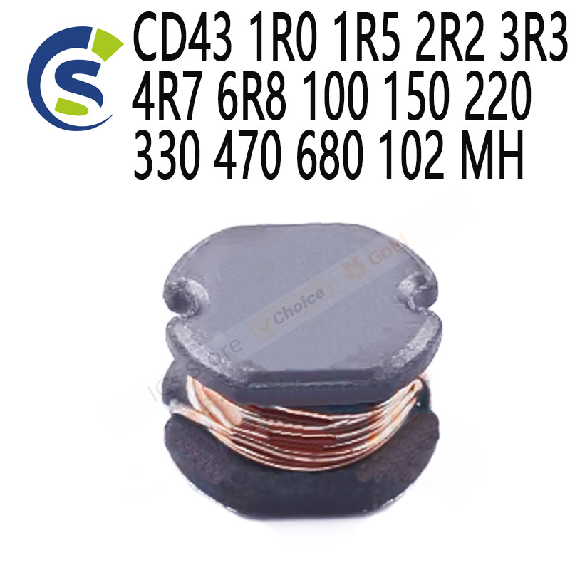 20pcs CD43 SMD Power Inductor 1 1.5 2.2 3.3 4.7 6.8 10 15 22 33 47 68 UH 1R0 1R5 2R2 3R3 4R7 6R8 100