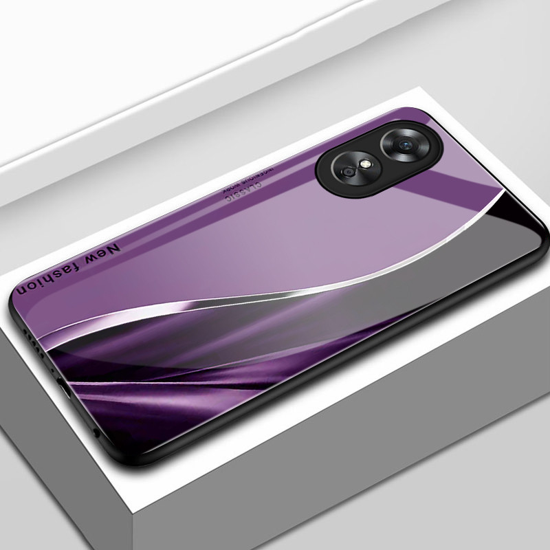 เคสสำหรับ OPPO A17 A17K A18 A38 เคสโทรศัพท์เส้นเปลือกแก้วกันกระแทก