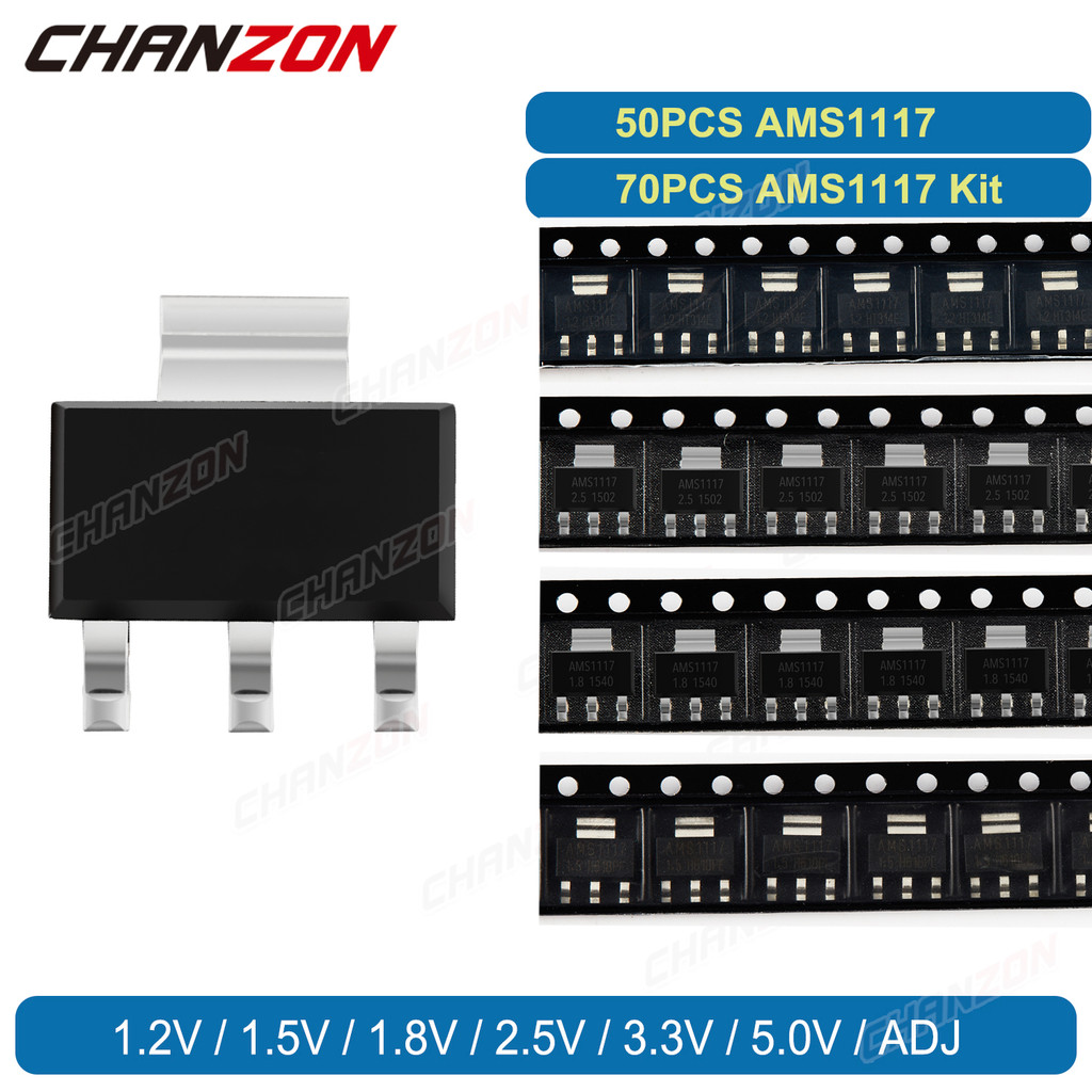Ams1117 ชุด Sot223 Ams1117-3.3V Ams1117-5.0V Ams1117-Adj Ams1117-1.2V Ams1117-1.5V Ams1117-1.8V ทราน