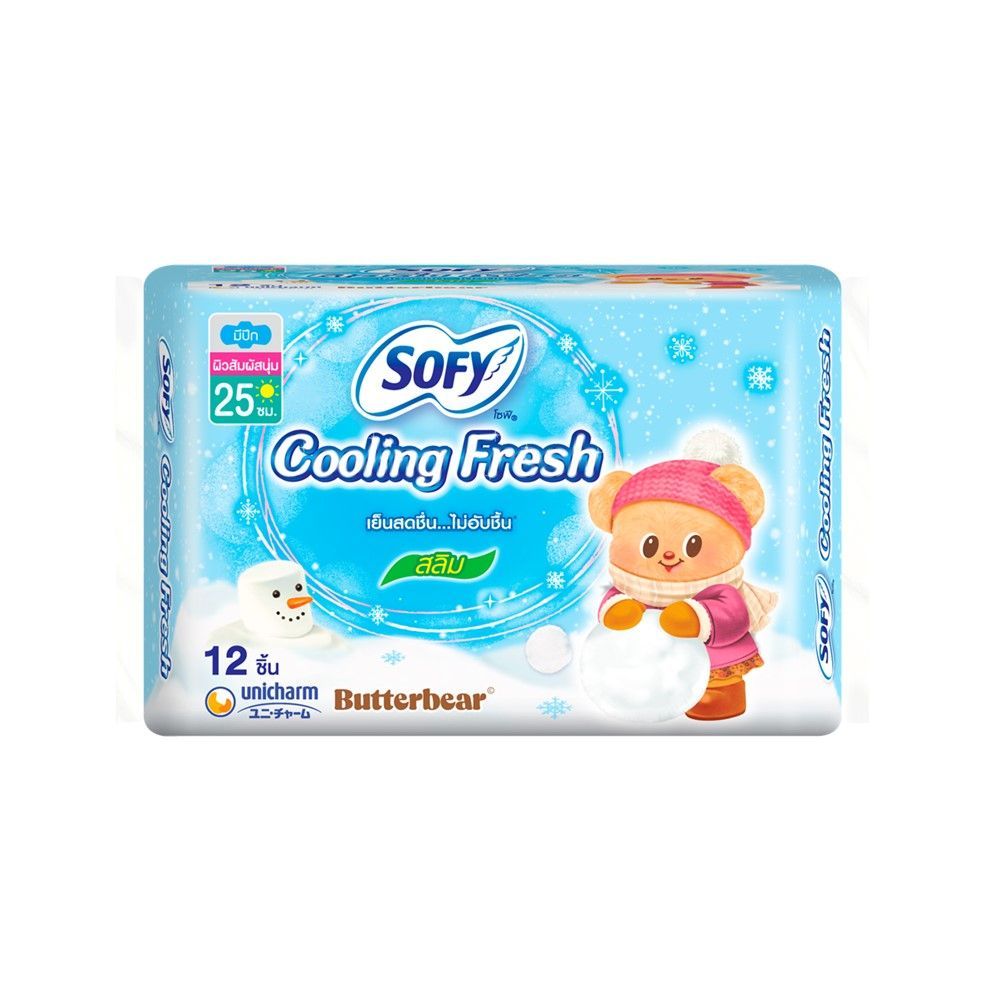 [สินค้าส่งด่วน] โซฟี ผ้าอนามัยคูลลิ่งเฟรช สลิมมีปีก 25ซม. แพ็ค 12 ชิ้น