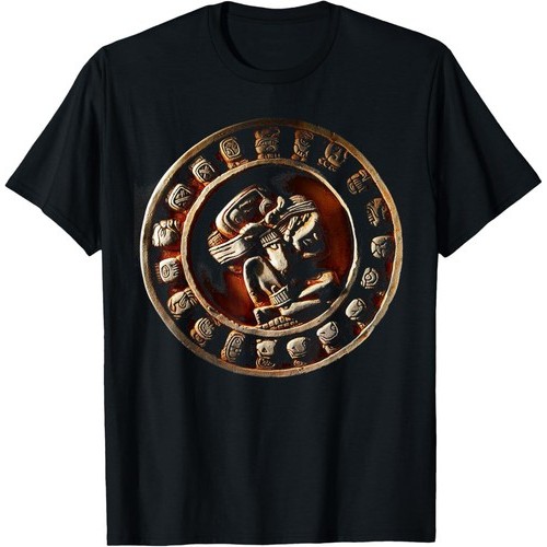 แฟชั่นใหม่ Aztec Mayan Calendar Sun Archeological เสื้อยืดศิลปะเม็กซิกัน