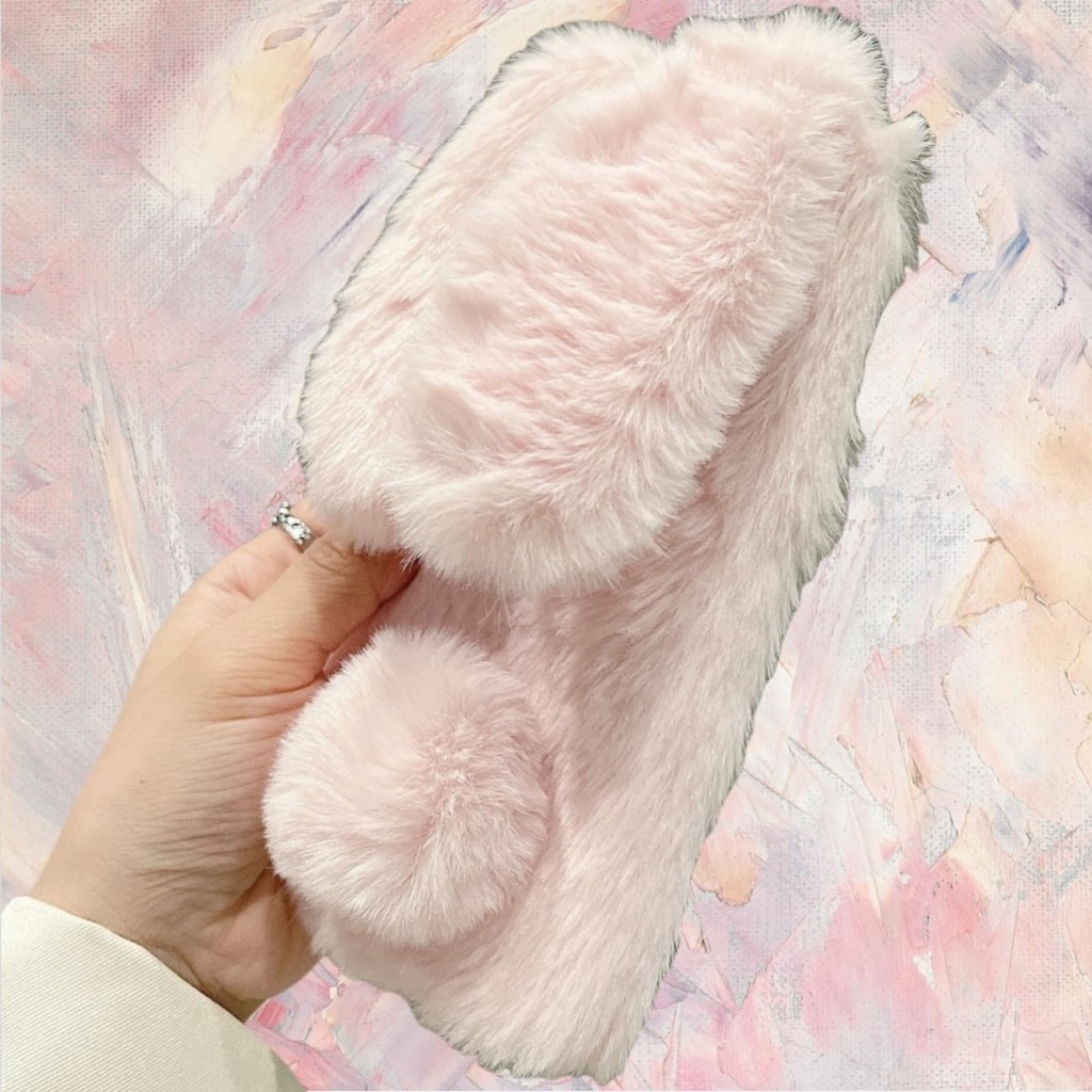 สําหรับRealme C75 C71 C67 C65 C63 C61 C55 C53 C51 C35 C33 C30 C25 C21 C20 C15 C12 C11 Plushเคสโทรศัพท์นุ่มFurryกระต่ายหูHballเพชรRoseสีแดงสีชมพู - รูปที่ 4