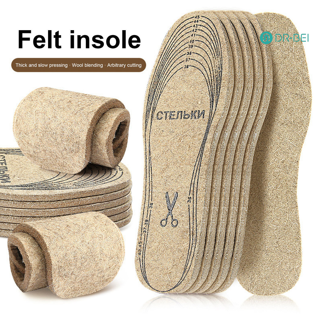 DR.BEI แผ่นรองพื้นรองเท้าขนสัตว์ Felt นุ่ม หนา อบอุ่น สําหรับฤดูหนาว 1/2/3/5 คู่ ซึมซับแรงกระแทก ใส่รองเท้ากีฬาได้ ตัดขนาดได้