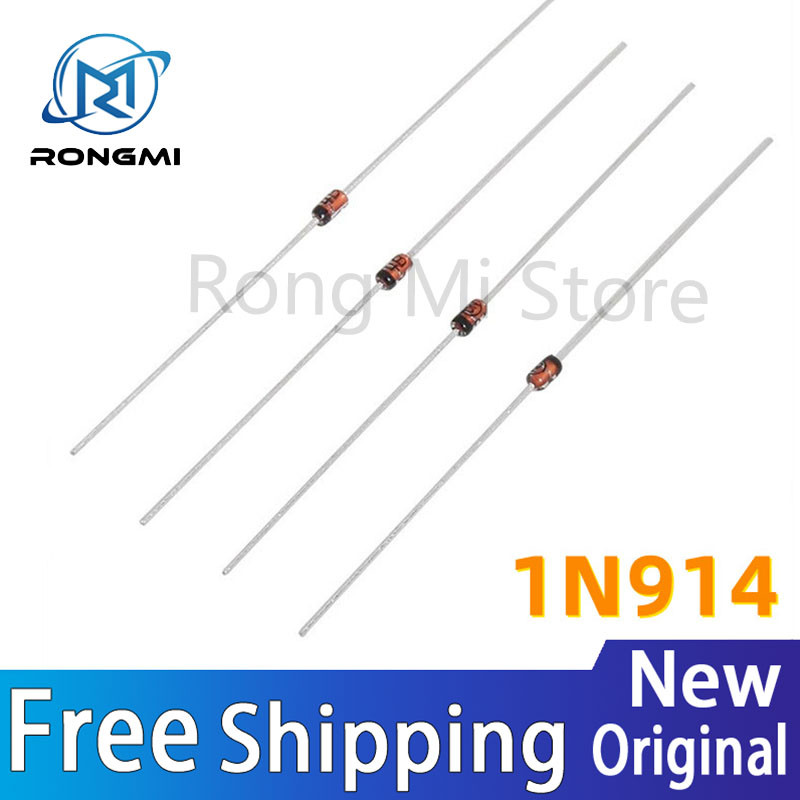 100PCS IN914 1N914 0.3A 75V Switching Diode DO-35 แก้วไดโอด