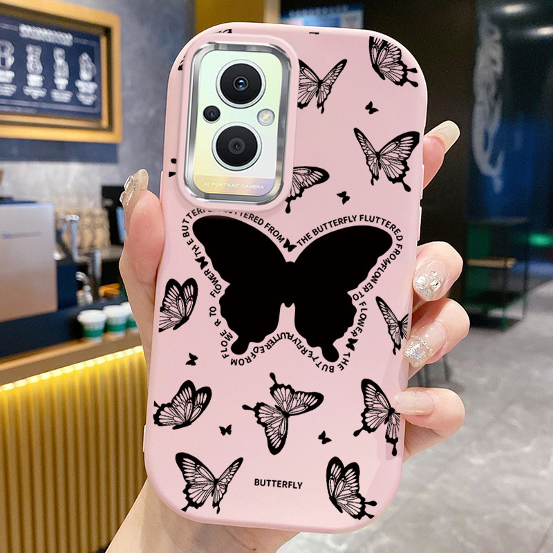 เคสสำหรับ OPPO Reno 7Z 5G Reno 8Z 5G Reno 7 Lite 5G Reno 8 Lite 5G เคสโทรศัพท์ผีเสื้อกุทัณฑ์กันกระแทกกลมและอ้วน