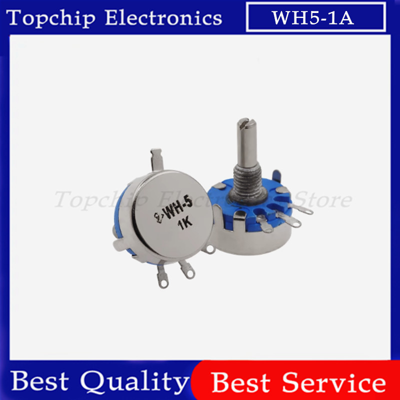 5pcs WH5-1A 470R 1K 10K 47K 4K7 100K 470K 220K 1K5 22K 1M โอห์ม 3-Terminalas เพลารอบโรตารี Taper คาร