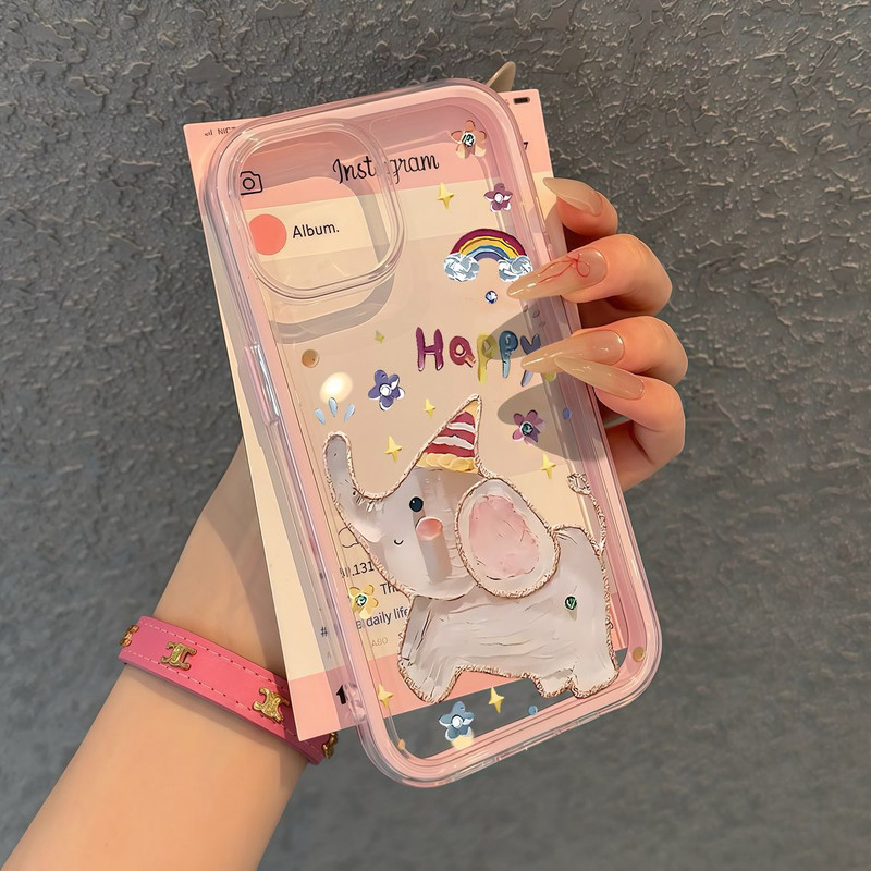 นุ่มแฟนซีภาพวาดช้างปลอก Hp Oppo A6 A6x Reno 15 5G A6 A5 2025 A5X A5I Pro Reno 13F 12F 11F 14F Reno 1