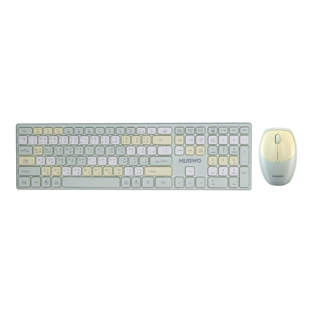 WIRELESS KEYBOARD & MOUSE (คีย์บอร์ดและเมาส์ไร้สาย) NUBWO NKM631 - GREEN ]