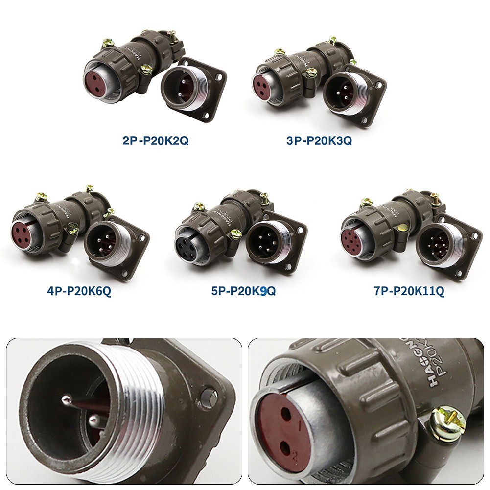 PEAHMetal P20K6Q Contacts 2-7 Pin Aviation Plug Connector M20 แผง Mount Flange