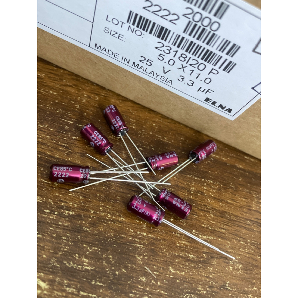 6PCS 3.3 UF 25V ญี่ปุ่น ELNA ELNA สีม่วงสีแดง Robe Capacitor 25V3.3 UF 5 * 11 RBD BP Promise