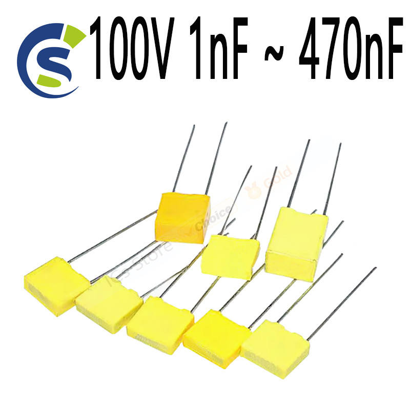 20PCS 100V Correction capacitor Polypropylene ความปลอดภัยฟิล์มพลาสติก 100nf 220nf 10nf 47nf 22nf 1nf