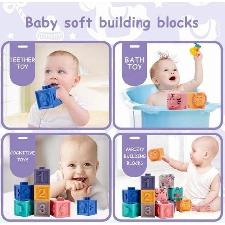 SOFT BUILDING BLOCK/SOFT STACK BUILDING BLOCK BABY TEETHER BUILDING BLOCK CODE 580