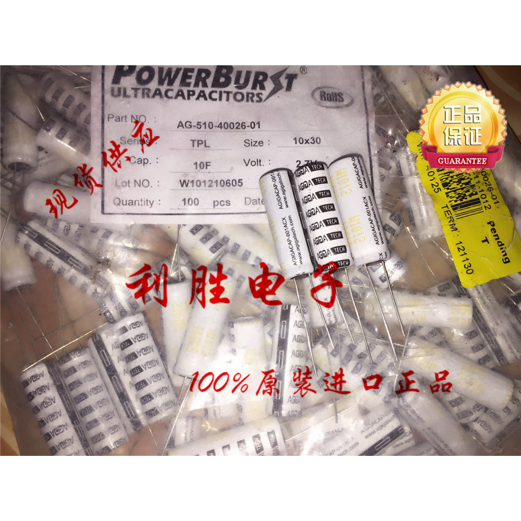 1PCS 10F 2.7V American AgigA Tech Winding Type Super Ferra Capacitor 2.7V10F 10X30