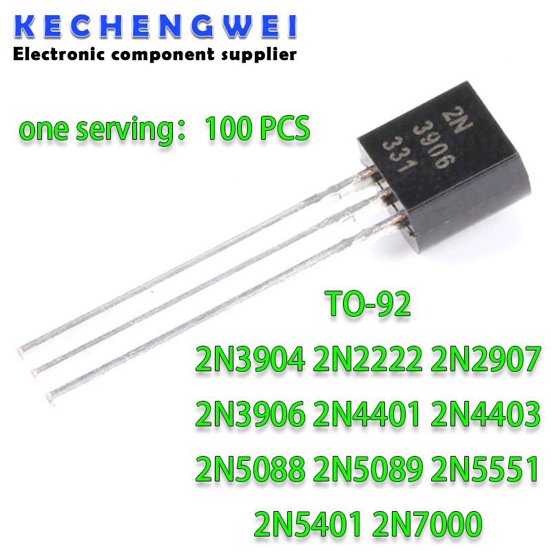 100PCS 2N3904 TO-92 2N2222 2N2907 2N3906 2N4401 2N4403 2N5088 2N5089 2N5551 2N5401 2N7000 NPN ทรานซิ