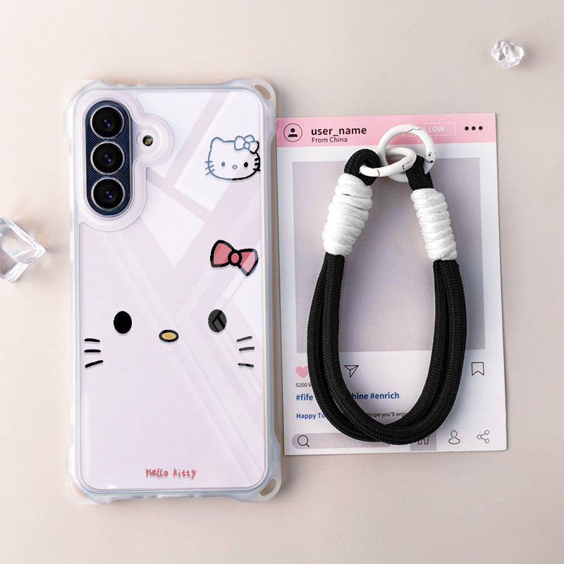 HP GANTUNGAN Hello Kitty สีชมพูเคสโทรศัพท์ + ไม้แขวนเสื้อสําหรับ Soft Infinix Smart 10 9 8 Tecno Spa