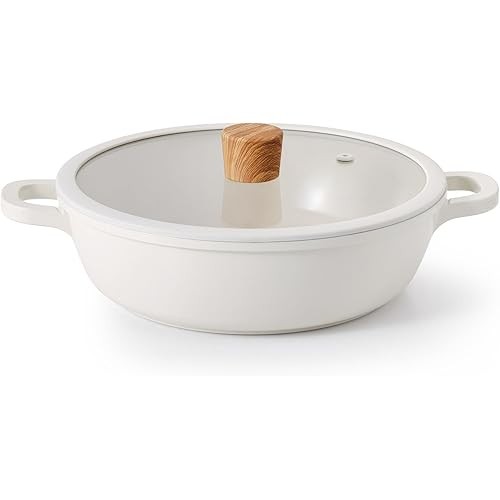 [Direct from JP] SENSARTE 24cm Ceramic Two-Handled Pot, Induction and Gas Compatible, Tabletop Pot, 