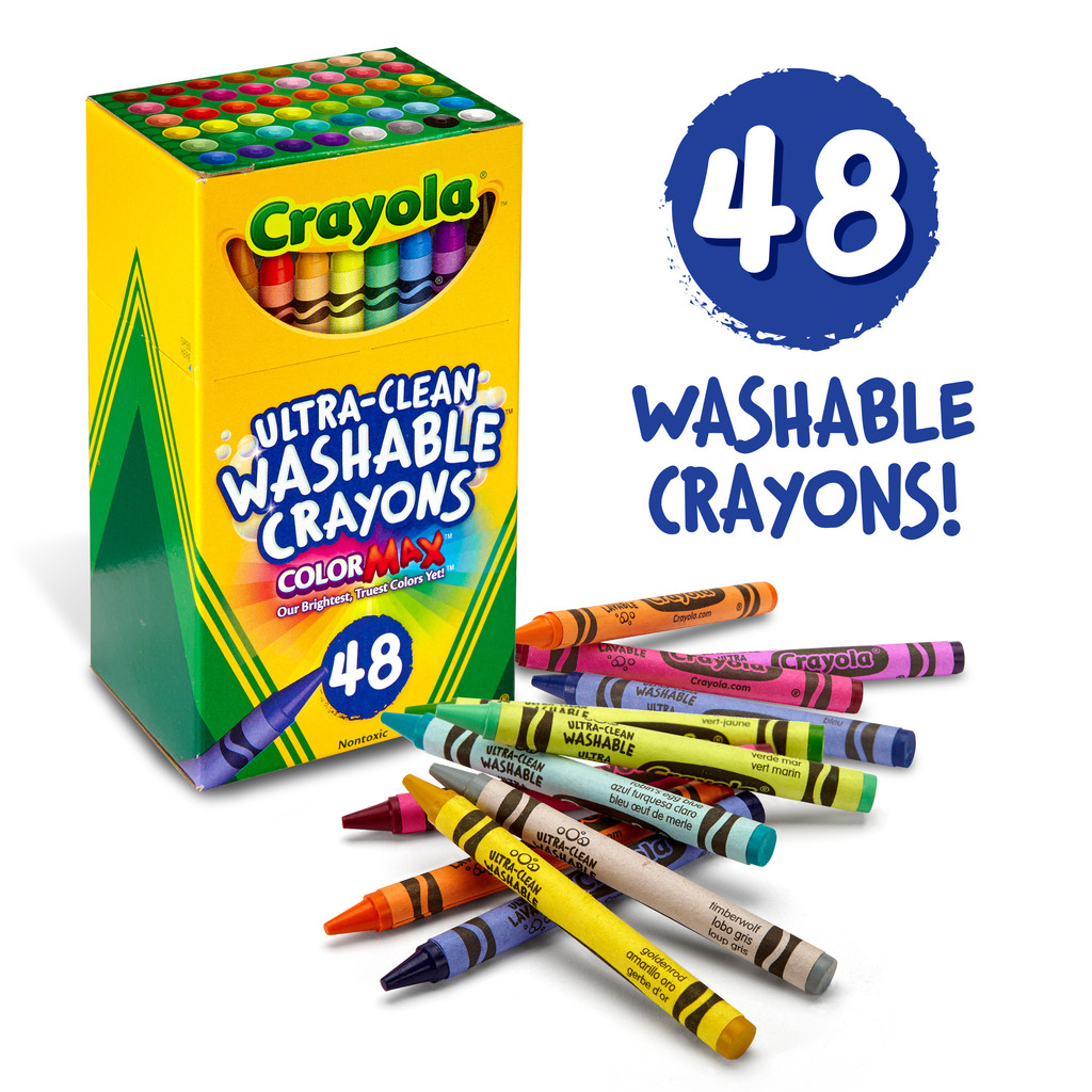 Crayola Ultra-Clean 48Ct Crayons เครโยล่า สีเทียน ล้างออกได้ 48สี 52-6948