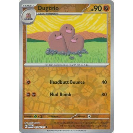 การ์ดโปเกมอน Dugtrio - 051/165 - Uncommon Reverse Holo