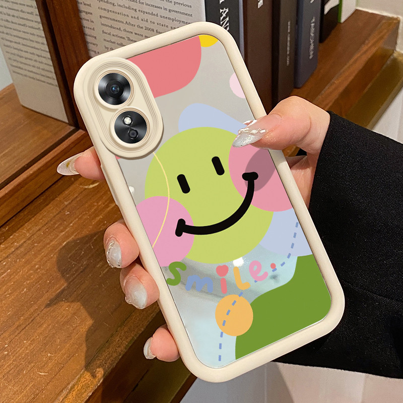 HP เคสโทรศัพท์สําหรับ OPPO A18 A38 A2x กรณี Emoji face happy Kasing Cesing ซิลิโคน Softcase กระจก Ke