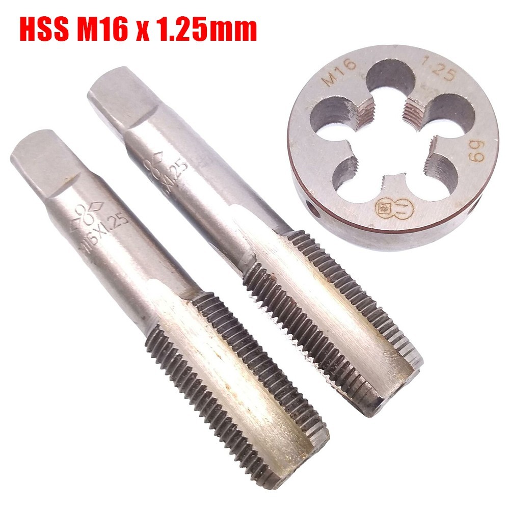 [AT]-HSS M16 x 1.25 มม. Taper & Plug Tap & M16 x 1.25 มม. Die Metric Thread ขวามือ ❤❤