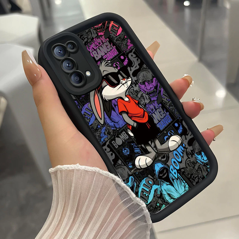 เคสสำหรับ OPPO Reno 5 4G Reno 5 5G Reno 5K 5G เคสโทรศัพท์กระต่ายสามสีซิลิโคนกันกระแทก