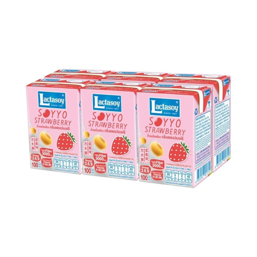 [สินค้าส่งด่วน] แลคตาซอย นมถั่วเหลืองยูเอชที ซอยโย่ สตรอเบอร์รี่ 100มล.แพ็ค6
