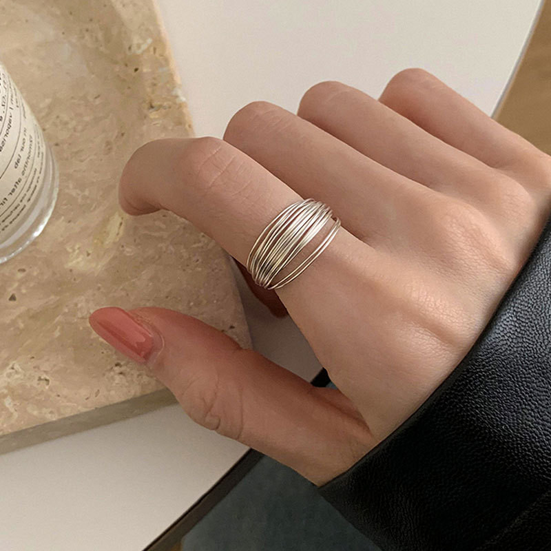 Multi-Layer Silver Coil Winding Ring แฟชั่นหญิง