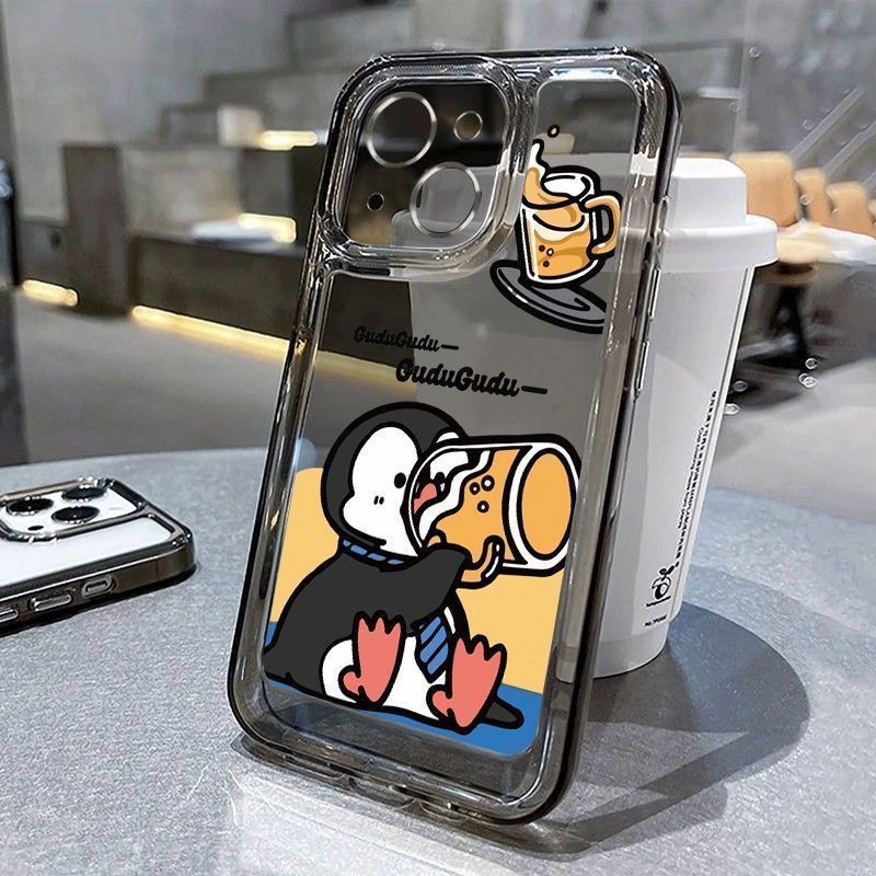 SAMSUNG น่ารักเพนกวินกรณีที่เรียบง่ายSamsung A37 A57 5G A06 A36 A56 A16 A26 A07 A17 5G A72 A12 A25 A