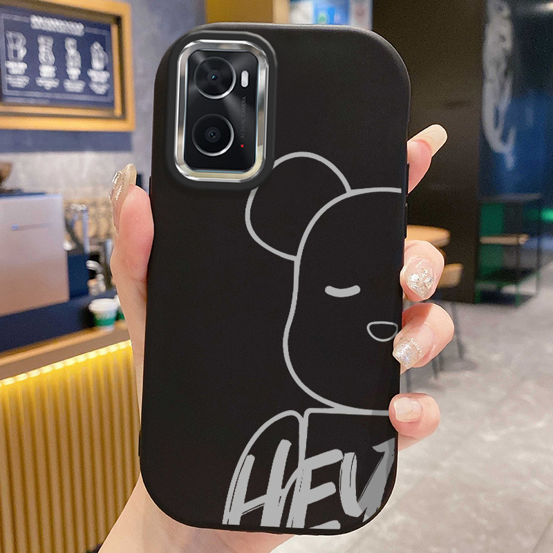 เคสสำหรับ OPPO A36 A76 A96 เคสโทรศัพท์หมีซิลิโคนกันกระแทกกลมและอ้วน