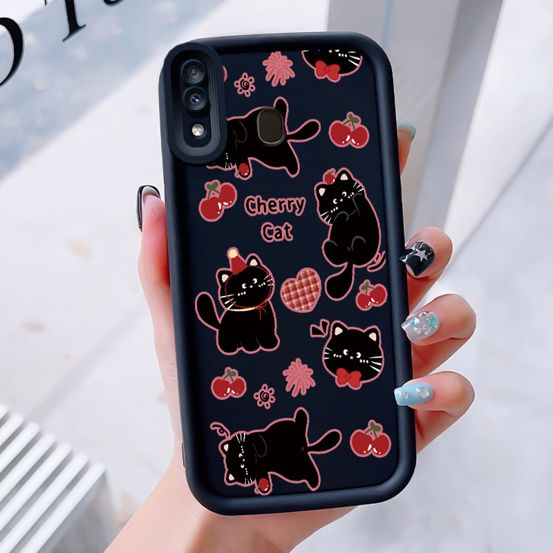 เคสสำหรับ Samsung Galaxy A30 A20 M10s เคสโทรศัพท์แมวน่ารักสามสีซิลิโคนกันกระแทก