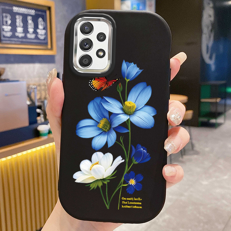 เคสสำหรับ Samsung A52 A52s A53 A32 M32 เคสโทรศัพท์ดอกไม้ผีเสื้อกันกระแทกกลมและอ้วน