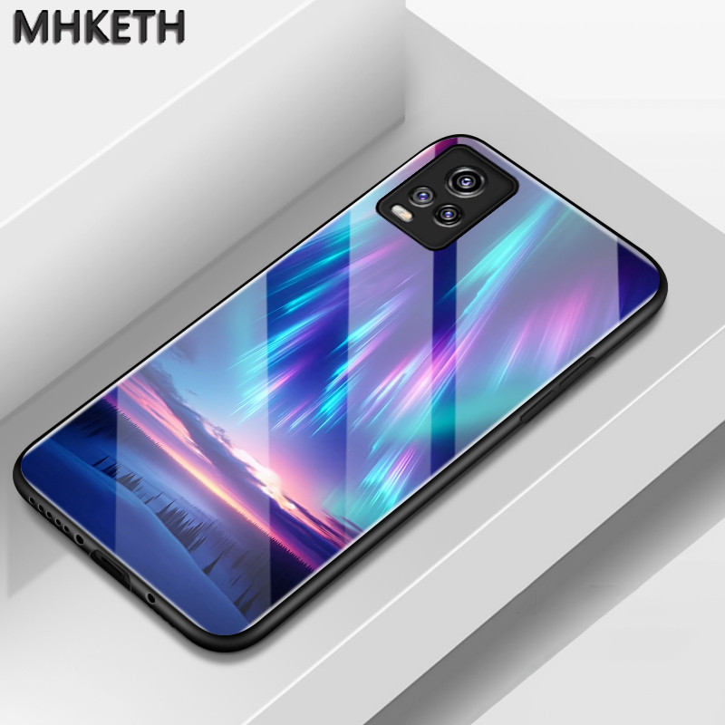 เคสสำหรับ VIVO V20 V20 SE V20 Pro เคสโทรศัพท์กระจกด้านหลังลายออโรร่าโบเรลลิส