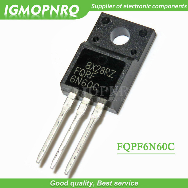 10pcs FQPF6N60C 6N60C 6N60 MOSFET 600V 6A N ช่องทรานซิสเตอร์ TO 220F ใหม่เดิม